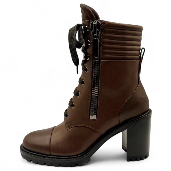 Christian Louboutin EN HIVER 70 Leather Combat Boots with Quilted Collar - Picture 4 of 13